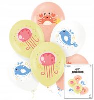 ZESTAW BALONÓW Z NADRUKIEM KRAB WIELORYB MEDUZA DEKORACJA URODZINOWA