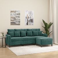 3-osobowa sofa z podnóżkiem, ciemnozielony, 180 cm, aksamit