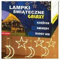 KURTYNA ŚWIETLNA LED 3,5 M GWIAZDKI KSIĘŻYCE CIEPŁA NA USB lub BATERIE 2w1