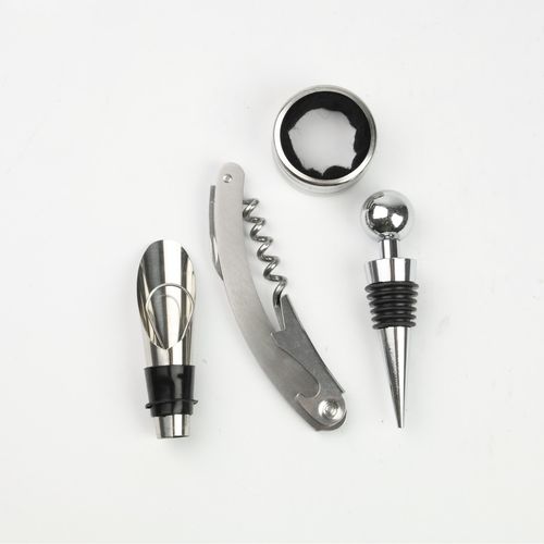 ZESTAW AKCESORIA DO WINA 4w1 NA PREZENT KORKOCIĄG KOREK PIERŚCIEŃ NALEWAK na Arena.pl