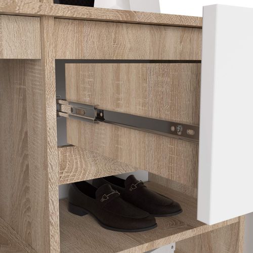 Szafa do przedpokoju z lustrem ENTRO 95 cm duża garderoba - sonoma biała na Arena.pl