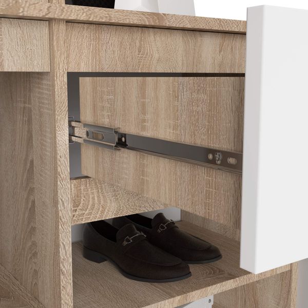 Szafa do przedpokoju z lustrem ENTRO 95 cm duża garderoba - sonoma biała zdjęcie 5