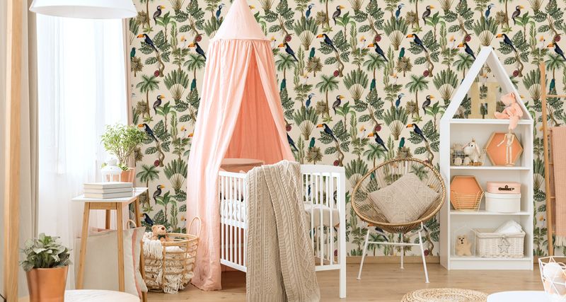 Tapeta Ścienna Egzotyczne Ptaki i Rośliny w Stylu Vintage zdjęcie 2