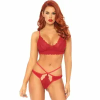 leg avenue komplet koronkowy sweetheart braletka i stringi m/l czerwony