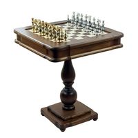 Stół Szachowy Italfama 58x58 | Figury Złocone Srebro 10cm Backgammon