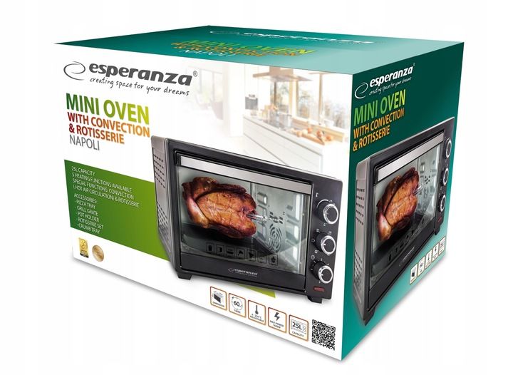 PIEKARNIK ELEKTRYCZNY 25L TERMOOBIEG ROŻNO TERMOSTAT TIMER 1600W 0-250st C zdjęcie 5