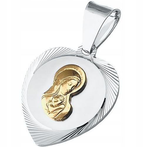 Srebrny zestaw komunijny łańcuszek i medalik pozłacana pasyjka 45 cm GRAWER na Arena.pl