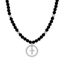 naszyjnik onyks i krzyż w okręgu (c21/kor/11ag)