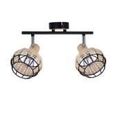 Tajga lampa sufitowa listwa czarny+drewniany 2x40W E14 klosz czarny+drewn