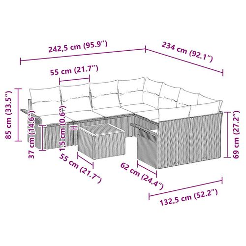Zestaw Sof na Ogród 9 pcs Czarny Polirattan na Arena.pl