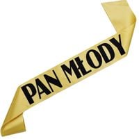 Pan Młody - złota szarfa z czarnym nadrukiem
