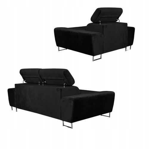 Zestaw mebli wypoczynkowych salon Bosso Sofa 2os fotele czarne Family Meble na Arena.pl