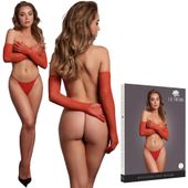 Kabaretkowe Rękawiczki Le Désir 76 z Siateczki z Drobinkami Czerwone XS/XL