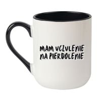 KUBEK "MAM UCZULENIE NA PIERDOLENIE" Wzór - Elegant Biało-Czarny 330 ml