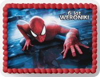 PROSTOKĄTNY OPŁATEK NA TORT A4 20x29CM - SPIDERMAN SPIDER + IMIĘ