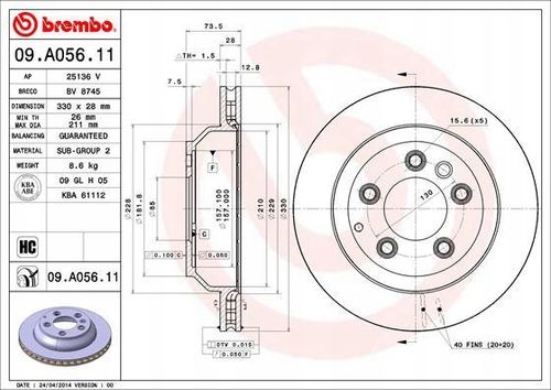 TARCZA HAM TYL 330X28 V BREMBO na Arena.pl