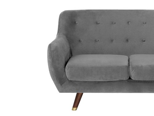 Sofa 3-osobowa welurowa szara BODO na Arena.pl