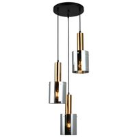 Loftowa LAMPA wisząca SARDO PND-5581-3A-BRO+SG Italux skandynawska OPRAWA szklany ZWIS tuby kaskada mosiądz przydymiona