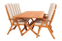 Rattanland - Zestaw mebli ogrodowych (paski) z drewna eukaliptusowego