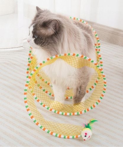 TUNEL DLA KOTA ZABAWKA SPRĘŻYNKA MYSZKA PIÓRKA 2w1 na Arena.pl