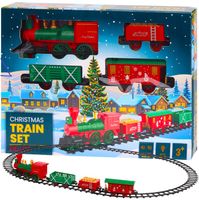 KOLEJKA ELEKTRYCZNA ZABAWKA ŚWIĄTECZNY POCIĄG Z OŚWIETLENIEM I DŹWIĘKIEM