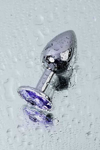 Silver Anal Plug With Gem, Blue zdjęcie 9