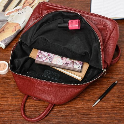 Skórzany plecak A4 duży pojemny do szkoły Włoski kremowy P16 na Arena.pl