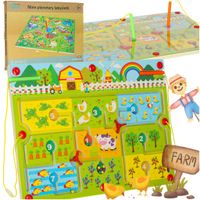 Gra Labirynt Magnetyczny Drewniany Farma Planszowa 2 Graczy dla Dzieci