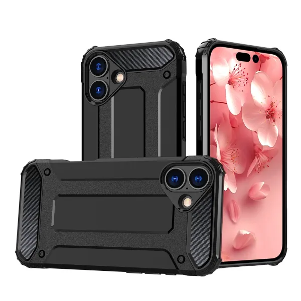 Etui Hybrid Armor pancerne na iPhone 16 Plus - czarne zdjęcie 1