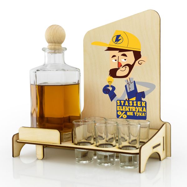 Zestaw KARAFKA  i kieliszki śmieszny prezent dla elektryka zdjęcie 1