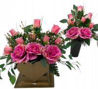 Stroik na cmentarz GRÓB kompozycja ZESTAW wazon SERCE sztuczne kwiaty