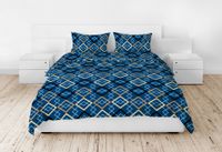 Pościel z kory 160x200 granatowa złota czarna romby