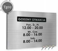 Tabliczka dibond srebrna - ZAPRASZAMY 20x15 GODZINY OTWARCIA NAZWA LOGO