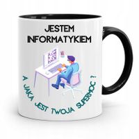 Kubek Czarny Informatyka Programisty Supermoc Z Nadrukiem Ze Zdjęciem