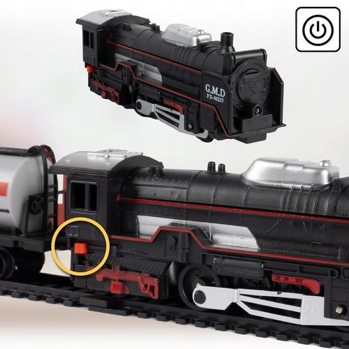 POCIĄG KOLEJKA ELEKTRYCZNA TORY LOKOMOTYWA 3 WAGONY 270CM DŁUGOŚCI STACJA na Arena.pl