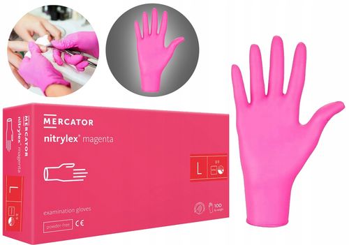 rękawice nitrylowe 100 szt. 9-l nitrylex magenta na Arena.pl