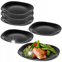 TALERZ OBIADOWY PŁYTKI 28 cm ZESTAW TALERZY 6 szt KOMPLET CZARNY TALERZE