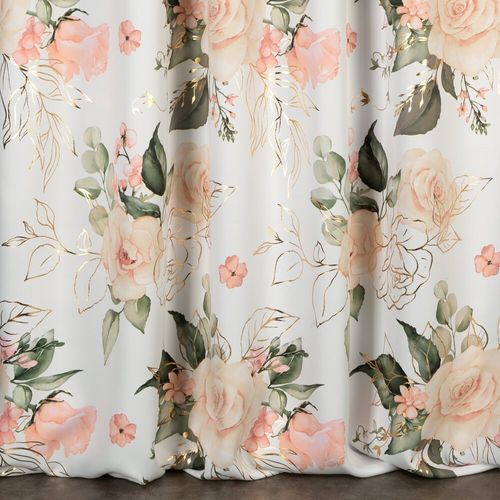 Zasłona gotowa na taśmie ROSE 135x270 Eurofirany biała w róże na Arena.pl