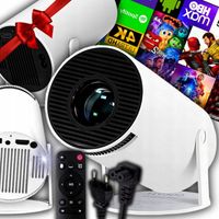 PROJEKTOR RZUTNIK ANDROID TV WIFI FULL HD PRZENOŚNY SMART GŁOŚNIK OBROTOWY