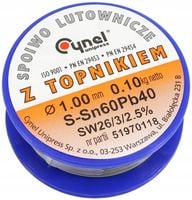CYNA Z TOPNIKIEM KALAFONIĄ CYNEL 1mm 100g 0.1kg CZYSTA POLSKA CYNA OŁOWIOWA