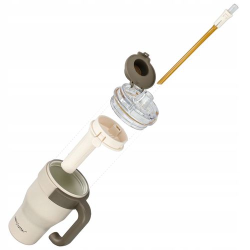 KUBEK TERMICZNY ZE SŁOMKĄ TERMOS Z UCHWYTEM NA KAWĘ HERBATĘ SZCZELNY 800ML na Arena.pl