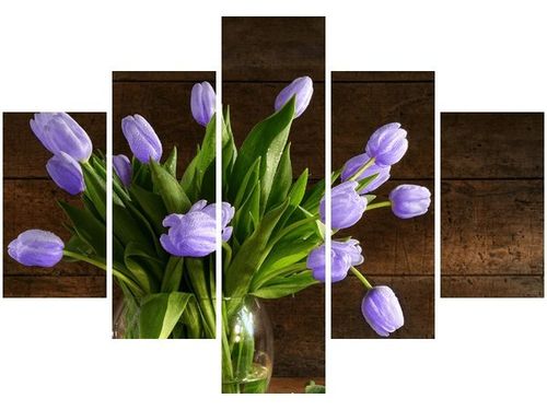 70 100CM OBRAZ 5 ELEM FIOLETOWY BUKIET DRUK PŁÓTNO na Arena.pl