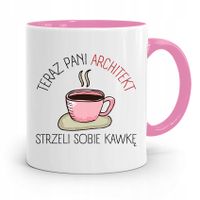 Kubek Różowy Architekta Strzeli Sobie Kawkę Z Nadrukiem Ze Zdjęciem
