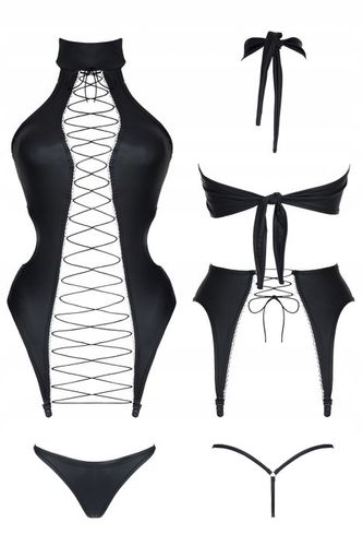 Gorset - sznurowany i Stringi-Hekate BLACK L na Arena.pl