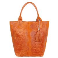 VERA PELLE torebka zamszowa shopper kroko z rączkami V141 pomarańczowa