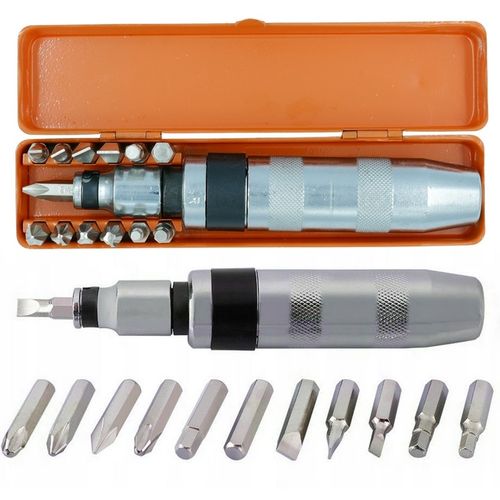 ŚRUBOKRĘT POBIJAK WYKRĘTAK WKRĘTAK UDAROWY 13 BITÓW + METALOWE PUDEŁKO na Arena.pl