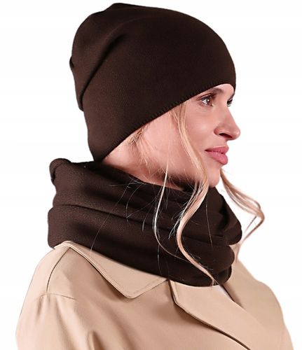 CZAPKA damska przejściowa jesienna gładka Polska modny BRAZ czekolada na Arena.pl