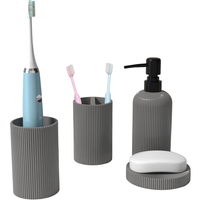 Nowoczesny Zestaw Akcesoriów Łazienkowych Szary Matowy 4 Elementy 4w1