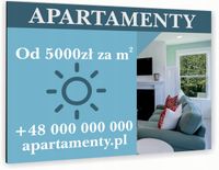 TABLICZKA nierdzewna reklamowa SZYLD APARTAMENTY 40x30 nadruk UV DIBOND