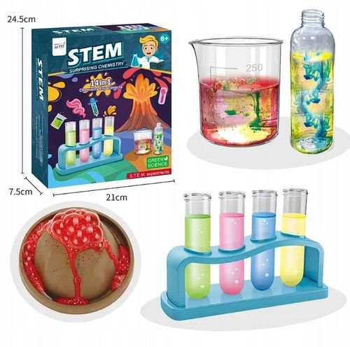 EKSPERYMENTY DLA DZIECI ZESTAW EDUKACYJNY WULKAN MAŁY CHEMIK 14W1 WYBUCH na Arena.pl